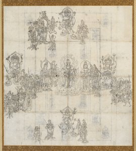 Szkic ikonograficzny (Zuzō) do mandali Sutry Dobroczynnych Królów autorstwa Unknown artist