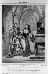 Ilustracja do sceny 2 aktu II „Ricciarda” włoskiego poety i dramaturga Ugo Foscolo (1778-1827) XIX w. autorstwa Unknown artist