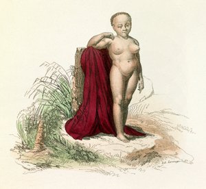Ilustracja z książki "Complete Works of Buffon": Historia naturalna człowieka: Biały Murzyn (rycina) autorstwa Unknown artist