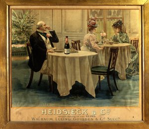W restauracji - Plakat reklamowy szampana Heidsieck, koniec XIX wieku autorstwa Unknown artist