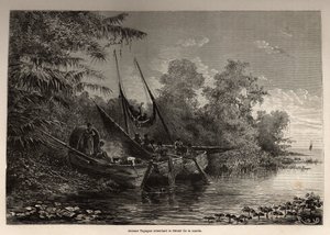 Indianie Tapuyas (Brazylia) utknęli na swoich łodziach, czekając na powrót klaczy autorstwa Unknown artist