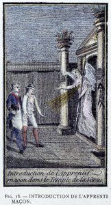Przedstawienie czeladnika murarza - z ryciny z „Cennej Kolekcji Kamieniarstwa Adonhiramitów” autorstwa rycerza wszystkich zakonów masońskich autorstwa Unknown artist