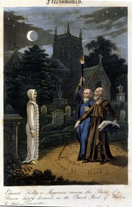 John Dee i Edward Kelly przywołują ducha. 1825. Biblia. Morando, Mediolan autorstwa Unknown artist
