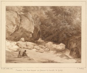 Skrzyżowanie dwóch potoków tworzących Cascade de Grésy autorstwa Unknown artist