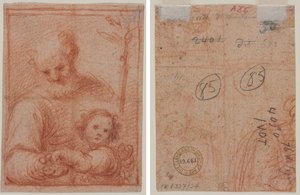 Józefa z Dzieciątkiem (rekto); Fragment dwóch postaci (verso) autorstwa Unknown artist