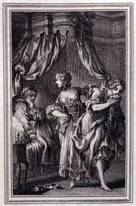 La Chageure des trois commerces- w „”Opowieściach i opowiadaniach wierszem”” Jean La Fontaine. 1762. autorstwa Unknown artist