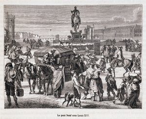 Le Pont Neuf za Ludwika XIII - Rycina XIX wieku autorstwa Unknown artist
