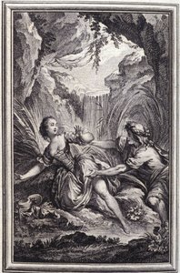 Rzeka Scamander - w „”Opowieściach i opowiadaniach wierszem”” Jean La Fontaine. 1762. autorstwa Unknown artist