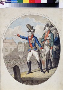 Marszałek Alexandre Alexandre Souwaroff (Souvaroff lub Souvarov lub Alexander Souvorov) (1729-1800) przeprowadzający inspekcję wojsk przed elektorem pałacu saskiego w Warszawie w 1794 podczas powstania kościuszkowskiego. (feldmarszałek Aleksandr Suworow sp autorstwa Unknown artist