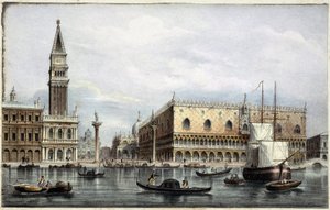 Le mole vu du canal - w „Albumie głównych widoków Wenecji”, il. przez Marco Moro, wyd. Gio Brizeghel, v.1840 autorstwa Unknown artist