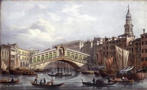 Le pont Rialto - w „Albumie głównych widoków Wenecji”, il. przez Marco Moro, wyd. Gio Brizeghel, v.1840 autorstwa Unknown artist