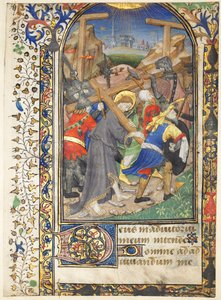 Liść wycięty z Tarleton Hours: Chrystus niosący krzyż (Terce, Urząd Dziewicy) autorstwa Unknown artist
