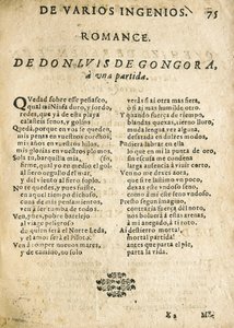 Luis de GOGOORA Y ARGOTE, "Romance a una partida" (druk) autorstwa Unknown artist