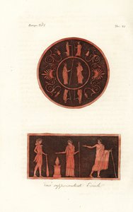 Lysander i Agesilaos II ze Sparty (na górze) oraz Herkules w lwiej skórze z maczugą w ofierze z Dejfobusem, królem Amiklei w Lakonii, i jego żoną (na dole) autorstwa Unknown artist
