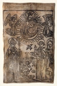 Madonna z Dzieciątkiem z trzema członkami zakonu św. Augustyna: św. Augustyn, Mikołaj i Klara autorstwa Unknown artist
