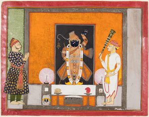 Maharao Ram Singh II z Kota (1828-1866) czci Brij Nathji jako Oblubieniec autorstwa Unknown artist