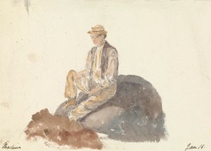 Mężczyzna siedzący na skale (Madera, 16 stycznia) autorstwa Unknown artist
