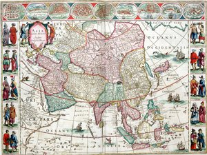 Mapa Azji z atlasu Bleau autorstwa Unknown artist