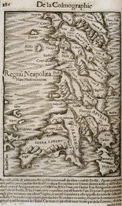 Mapa Włoch - w „Kosmografii uniwersalnej”” autorstwa Unknown artist