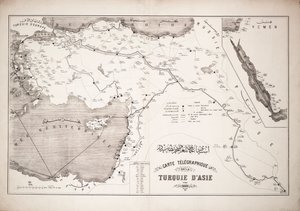 Mapa Turcji przedstawiająca kable i stacje telegraficzne autorstwa Unknown artist