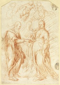 Zaślubiny dziewicy (recto); Szkice dolnej połowy twarzy z profilu (verso) autorstwa Unknown artist