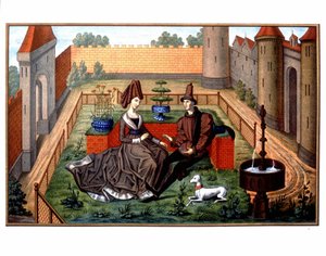 Maulgis i piękna Orianda (scena miłosnej kurtuazji), średniowiecze autorstwa Unknown artist