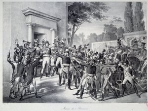 Spotkanie generałów i oficerów w Napoleonie Bonaparte (1769-1821) około godziny 7 rano 18 brumaire Coup d
