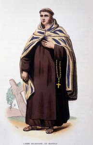 Członek Zakonu Karmelu luzem (Zakon Matki Bożej z Góry Karmel). Grawerowanie XIX wieku autorstwa Unknown artist