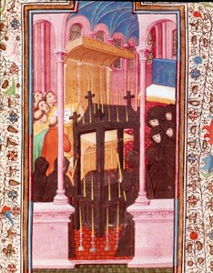 Miniaturowa scena pogrzebowa z „Godziny Edwarda I (Duarte) Portugalii (1391-1438)” XV-wieczna Lizbona, Torre do Tombo autorstwa Unknown artist