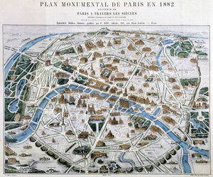 Monumentalny plan Paryża w 1882 r. autorstwa Unknown artist
