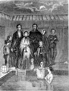 Chrzest mormonów. Grawerowanie z XIX wieku. autorstwa Unknown artist
