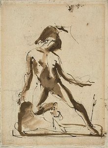 Postać mitologiczna: Achilles z lwią skórą (recto); Szkice postaci (verso) autorstwa Unknown artist