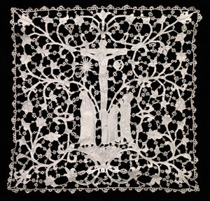 Needlepoint (Venetian Flat Point) Koronkowy kwadrat kościelny autorstwa Unknown artist