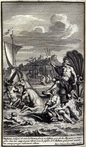 Neptun, niegodny widoku sił i czynów Greków, opuszcza morze, by przenieść się do ich obozu i wstać pod postacią Kalchasa, którą następnie bierze, ich odwaga prawie całkowicie zniszczona. Ilustracja księgi XIII Iliady z autorstwa Unknown artist