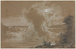 Wodospad Niagara przy świetle księżyca autorstwa Unknown artist