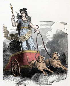 Mitologia nordycka: Frigga - mitologia nordycka: bogini Freyja w swoim rydwanie ciągniętym przez koty