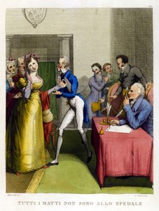 „Nie każdy głupiec jest w szpitalu”. Ilustracja ze zbioru przysłów z XVIII wieku autorstwa Unknown artist