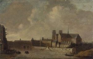 Notre-Dame i Pałac Arcybiskupi widziane z Quai de la Tournelle, ok. 1640 r., dzisiejsza 4. dzielnica, między 1635 a 1645 r. (olej na drewnie) autorstwa Unknown artist