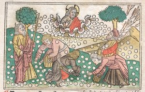 Biblia norymberska: Manna spadająca z nieba autorstwa Unknown artist