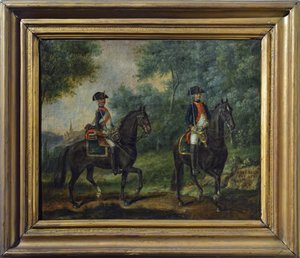 Oficer i żołnierz pułku Mestre de Camps w 1790, koniec XVIII w. (olej na płótnie) autorstwa Unknown artist