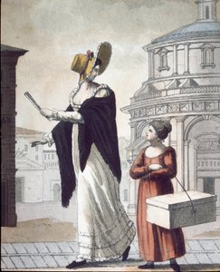 Stary handel: modista i jej asystent. (Litografia autorstwa Unknown artist