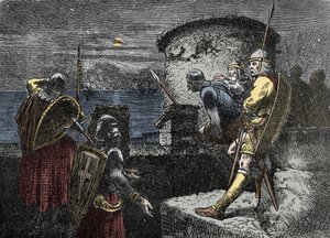 Na poszukiwania ludzi z północy - straż przednia (Varangian) obserwuje horyzont za fortyfikacjami autorstwa Unknown artist