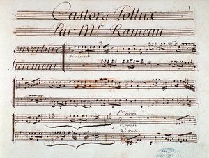 Strona partytury muzycznej Castor et Pollux, tragedia liryczna Rameau (1737) autorstwa Unknown artist