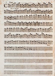 Strona partytury muzycznej „” Concerti a cinque op. 5”” autorstwa Tomaso Albinoni autorstwa Unknown artist
