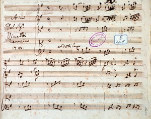 Strona z partyturą Gaszenie Chciałbym powietrze w operze Griselda Antonio Vivaldi autorstwa Unknown artist