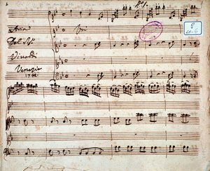 Strona partytury muzycznej Gii wiadomo, że obszerna była aria Antonio Vivaldi autorstwa Unknown artist