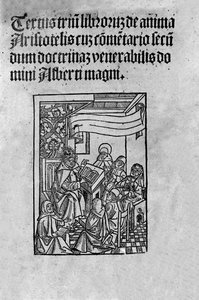 Strona trzeciego tomu „De Anima” (Z duszy) greckiego filozofa Arystotelesa (384-322 pne) skomentowana przez Alberta Wielkiego (XIII wiek). 1520 autorstwa Unknown artist