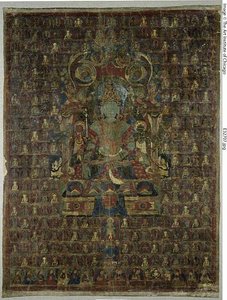 Malowany sztandar (tangka) bóstwa Bon Tonpy Shenrapa autorstwa Unknown artist