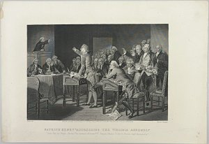 Patrick Henry przemawiający przed Zgromadzeniem Wirginii autorstwa Unknown artist