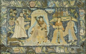 Obraz przedstawiający królową Saby przed królem Salomonem autorstwa Unknown artist